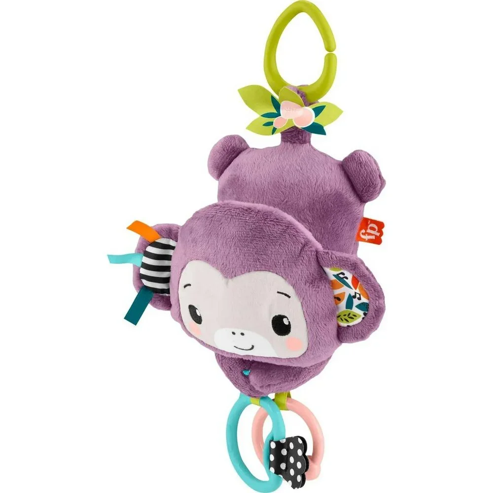 Fisher-Price Baby Stroller Toy Sing & Go Purple Monkey Musical Sensory Plush New